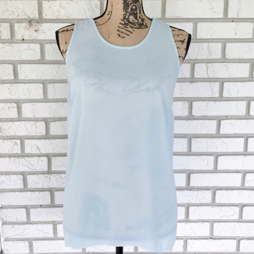 Mossimo Sheer Split Back Tank Top Blue M